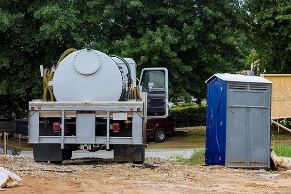 Portable restroom delivery team