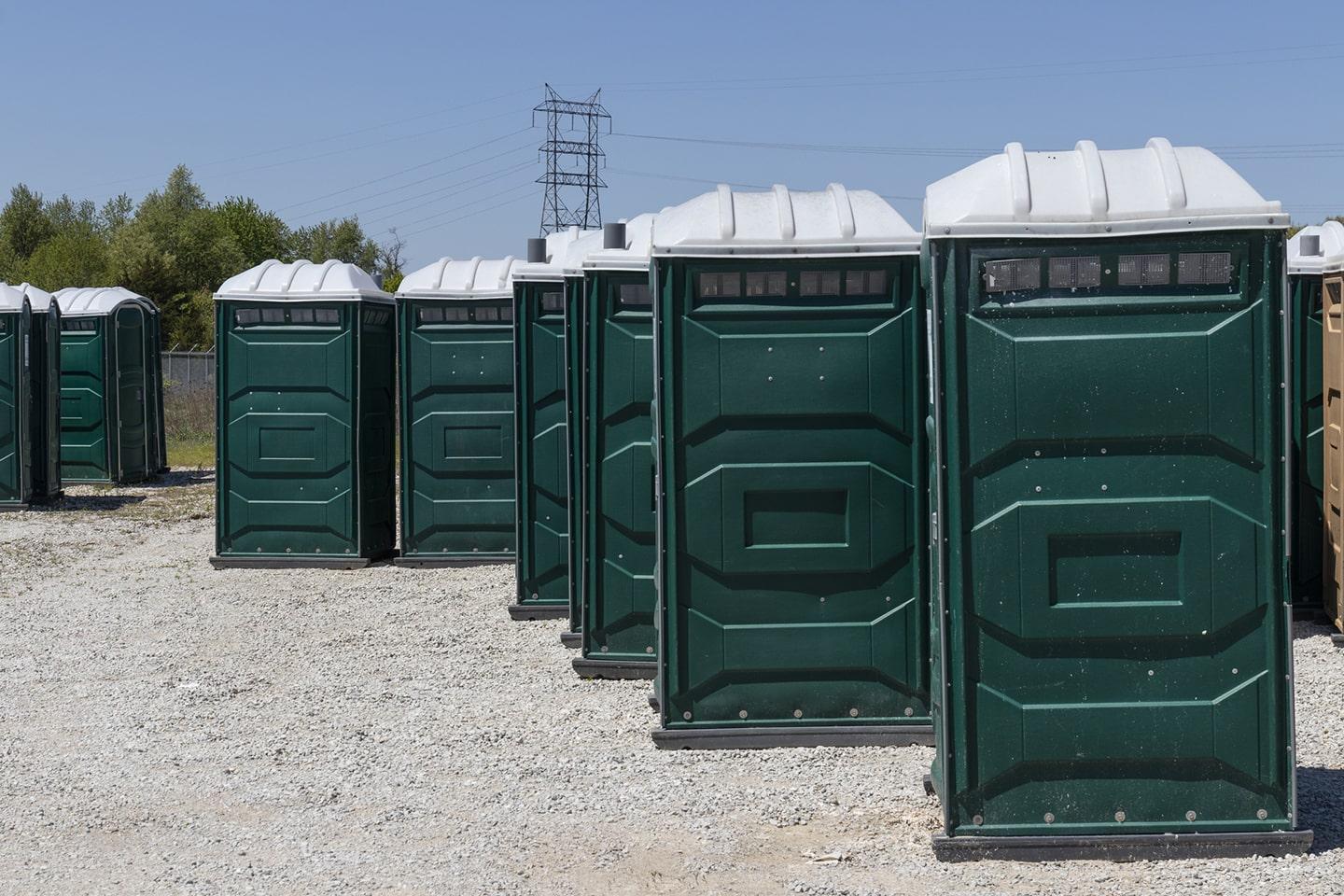 Clean portable restrooms ready for delivery
